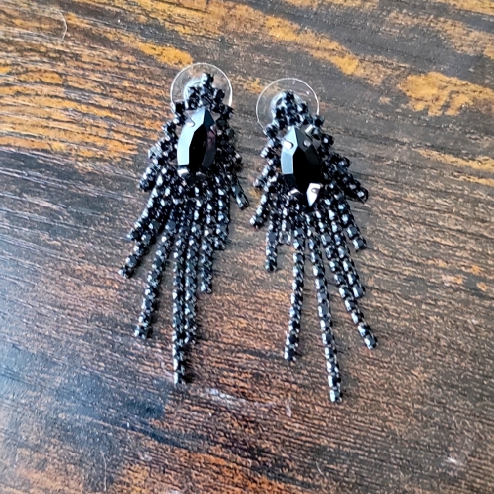 Black rhinestone earrings
